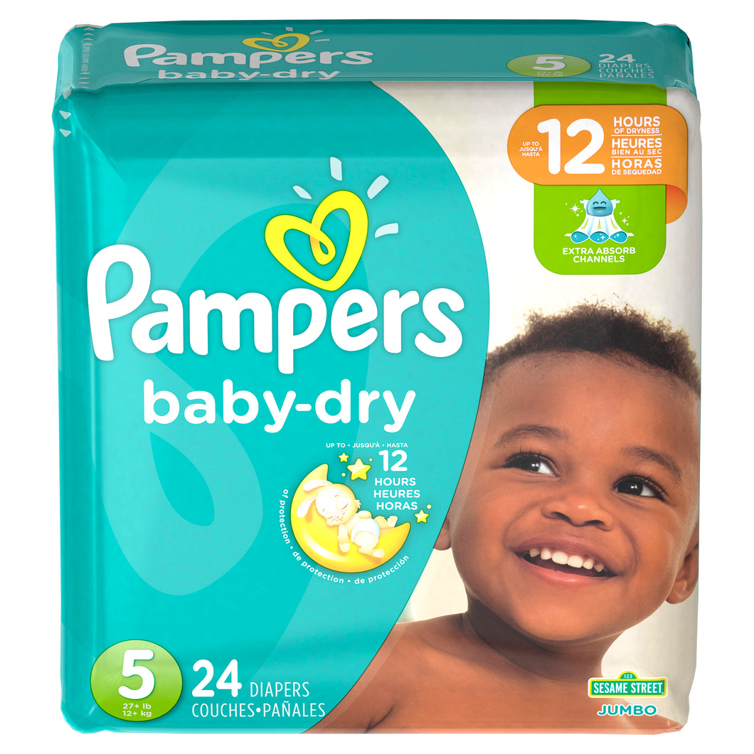Pampers Baby-Dry Extra Protection Diapers, Size 5, 24 Ct
