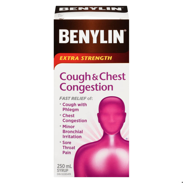 An image of BENYLIN SYR 250ML  XST COUGH/CHEST/CONGESTION 250ML by  Johnson & Johnson Inc. OTC