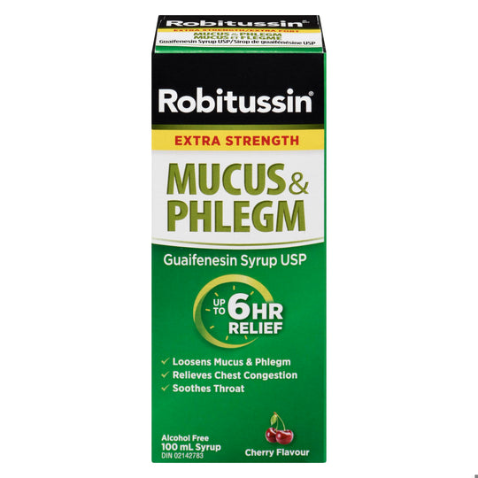 An image of ROBITUSSIN XST MUCUS & PHLEGM 200MG/5ML SYR 100ML by  GlaxoSmithKline Inc.