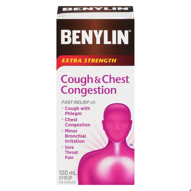 An image of BENYLIN SYR XST COUGH/CHEST/CONGETION 100ML by  Johnson & Johnson Inc. OTC