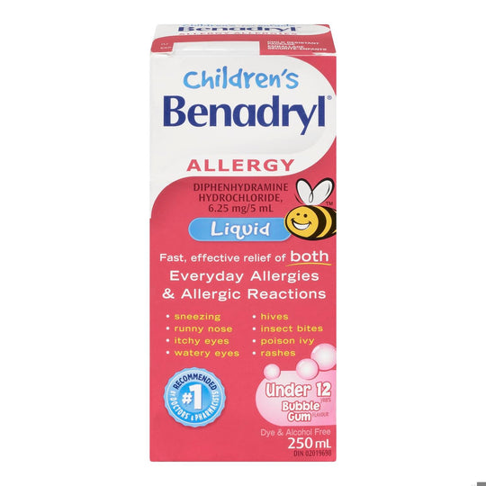 An image of BENADRYL LIQ KIDS 250ML by  Johnson & Johnson Inc. OTC