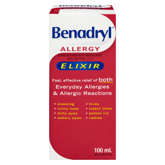 An image of BENADRYL ELIX PDA 100ML by  Johnson & Johnson Inc. OTC