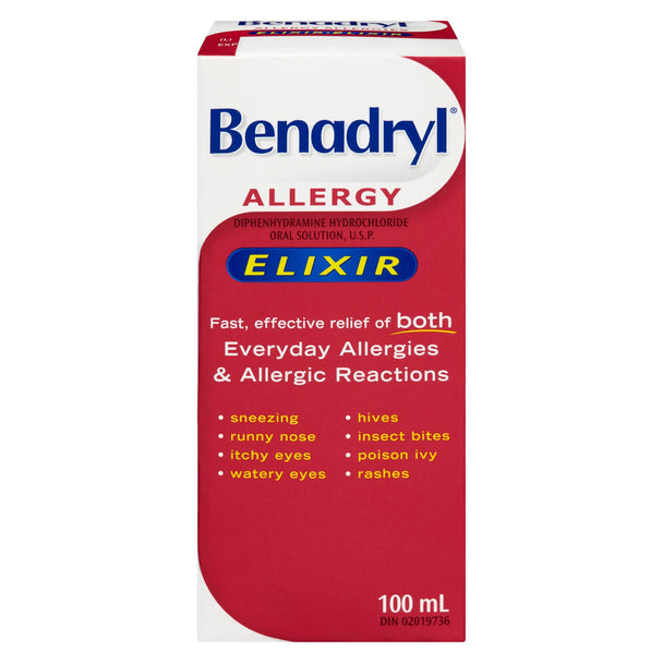 An image of BENADRYL ELIX PDA 100ML by  Johnson & Johnson Inc. OTC