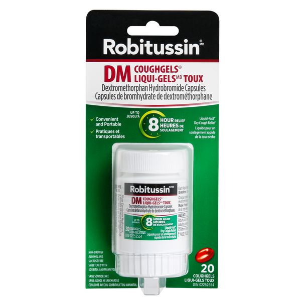 An image of ROBITUSSIN DM LIQUI-GELS COUGH 20 by  First Care Pharmacy