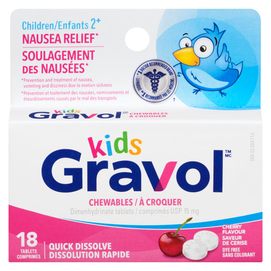 An image of GRAVOL CHILDREN CHEW TB 15MG 18 by  Church & Dwight Canada