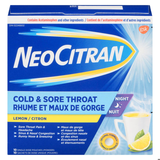 An image of NEO CITRAN COLD & SORE THROAT 10 by  GlaxoSmithKline Inc.