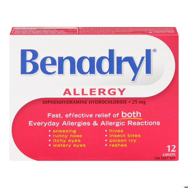 An image of BENADRYL CPLT 25MG 12 by  Johnson & Johnson Inc. OTC