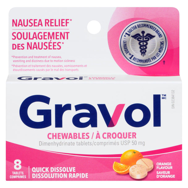 An image of GRAVOL CHW TB 50MG 8 by  First Care Pharmacy