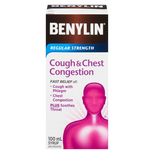 An image of BENYLIN SYR RG COUGH CHEST CONGESTION 100ML by  Johnson & Johnson Inc. OTC