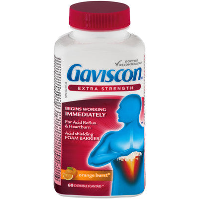 Gaviscon Extra Strength Orange Burst 60 Chewable Foamtabs