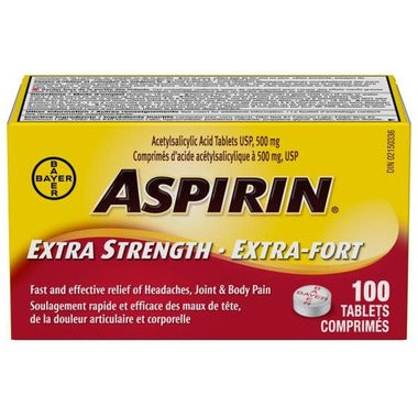 Aspirin 500 mg Extra Strength 100 Tablets