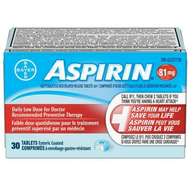 ASPIRIN 81MG ENTERIC COATED DAILY LOW DOSE 30 tablets