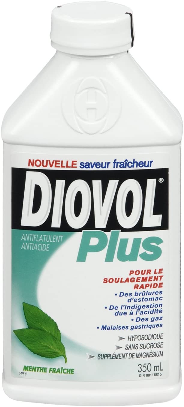 Diovol Fast-Acting Antacids Plus Suspension, Mint, 350ml