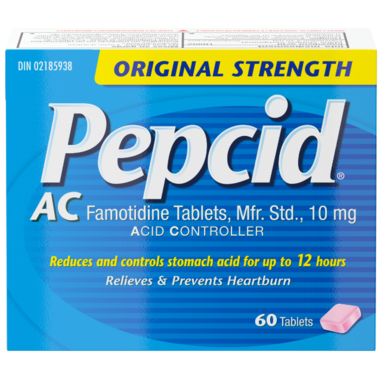 Pepcid Original Strength, Acid Reducer and Antacid for Heartburn Tablets, 60 Tablets